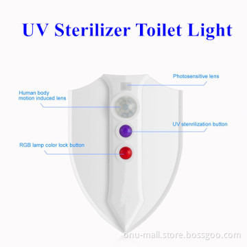 8 Colors Changing UV Sterilizer Motion Sensor LED Toilet Bowl Night Light
